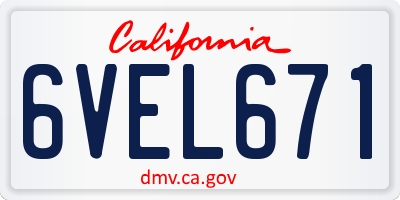 CA license plate 6VEL671
