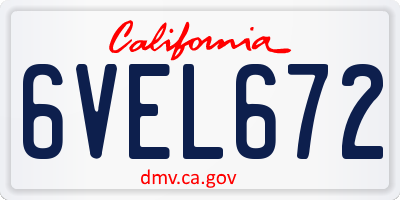 CA license plate 6VEL672