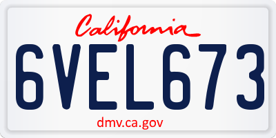 CA license plate 6VEL673