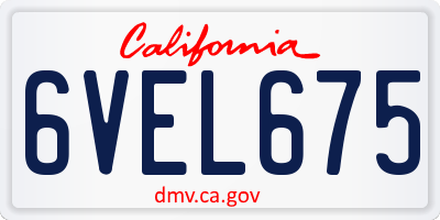 CA license plate 6VEL675