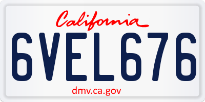 CA license plate 6VEL676