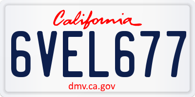 CA license plate 6VEL677