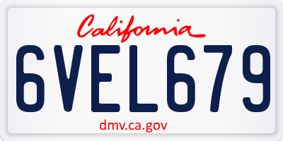 CA license plate 6VEL679