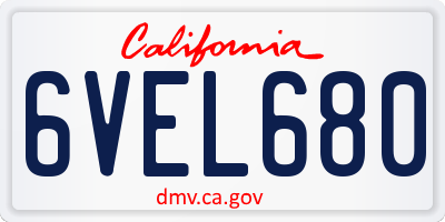 CA license plate 6VEL680