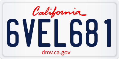 CA license plate 6VEL681