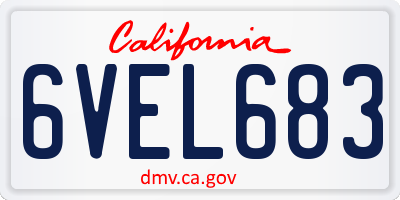 CA license plate 6VEL683