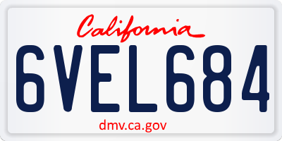 CA license plate 6VEL684