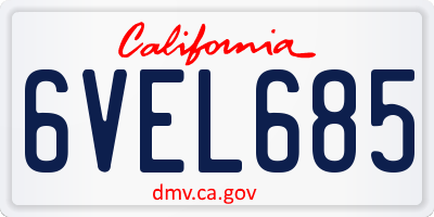CA license plate 6VEL685