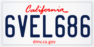 CA license plate 6VEL686