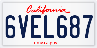 CA license plate 6VEL687