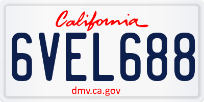 CA license plate 6VEL688