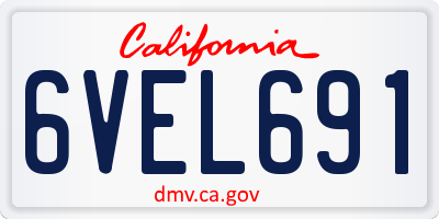 CA license plate 6VEL691