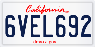 CA license plate 6VEL692