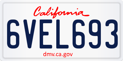 CA license plate 6VEL693