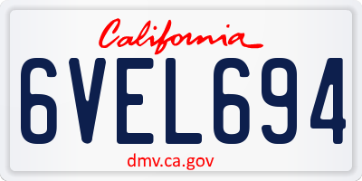 CA license plate 6VEL694