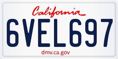 CA license plate 6VEL697