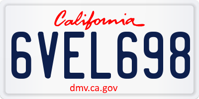 CA license plate 6VEL698
