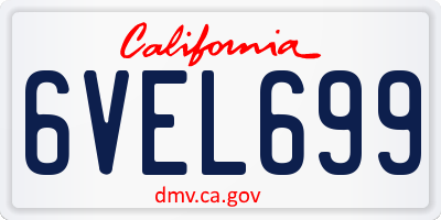 CA license plate 6VEL699