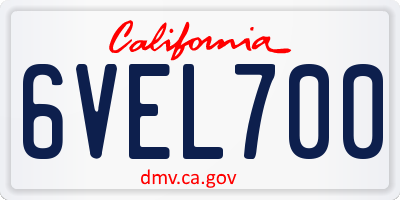 CA license plate 6VEL700