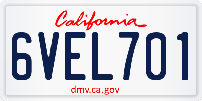 CA license plate 6VEL701
