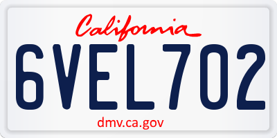 CA license plate 6VEL702