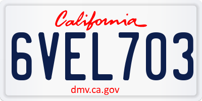 CA license plate 6VEL703