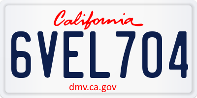 CA license plate 6VEL704