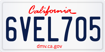 CA license plate 6VEL705