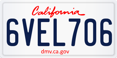 CA license plate 6VEL706