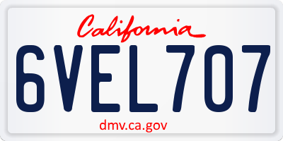 CA license plate 6VEL707