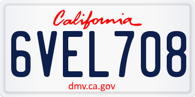 CA license plate 6VEL708