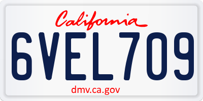 CA license plate 6VEL709