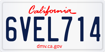 CA license plate 6VEL714