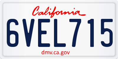 CA license plate 6VEL715