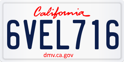 CA license plate 6VEL716