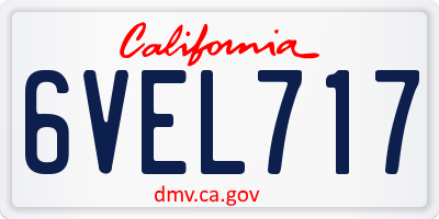 CA license plate 6VEL717