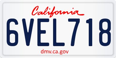 CA license plate 6VEL718