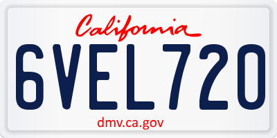 CA license plate 6VEL720