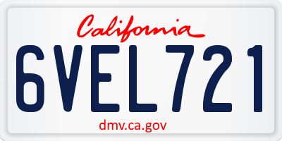 CA license plate 6VEL721