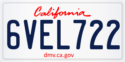 CA license plate 6VEL722