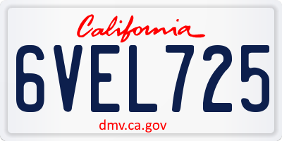 CA license plate 6VEL725