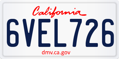 CA license plate 6VEL726