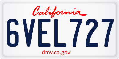 CA license plate 6VEL727