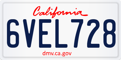 CA license plate 6VEL728