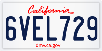 CA license plate 6VEL729