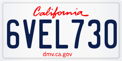 CA license plate 6VEL730