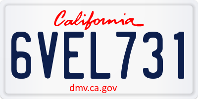 CA license plate 6VEL731