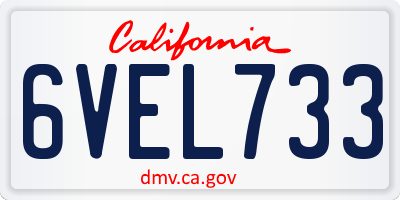 CA license plate 6VEL733
