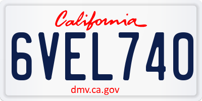 CA license plate 6VEL740