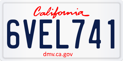 CA license plate 6VEL741